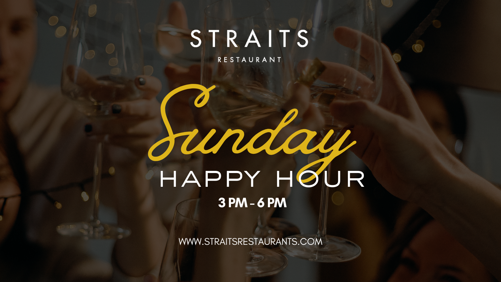 sunday happy hour details from 3 pm - 6 pm. promotion for happy hour