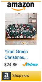 Yiran Green Christmas Sofa Cover Furniture Protector with Elastic Bottom Santa Claus Printed Sofa Slipcover Couch Cover