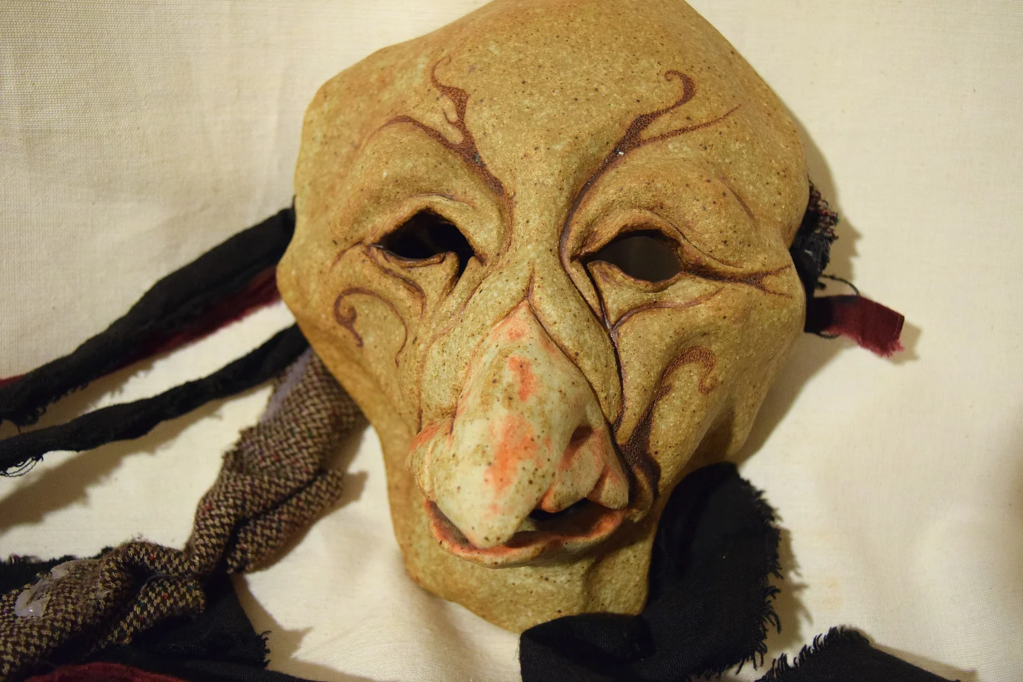 Old Bird, 2010. Clay, fabric, underglaze Sold
