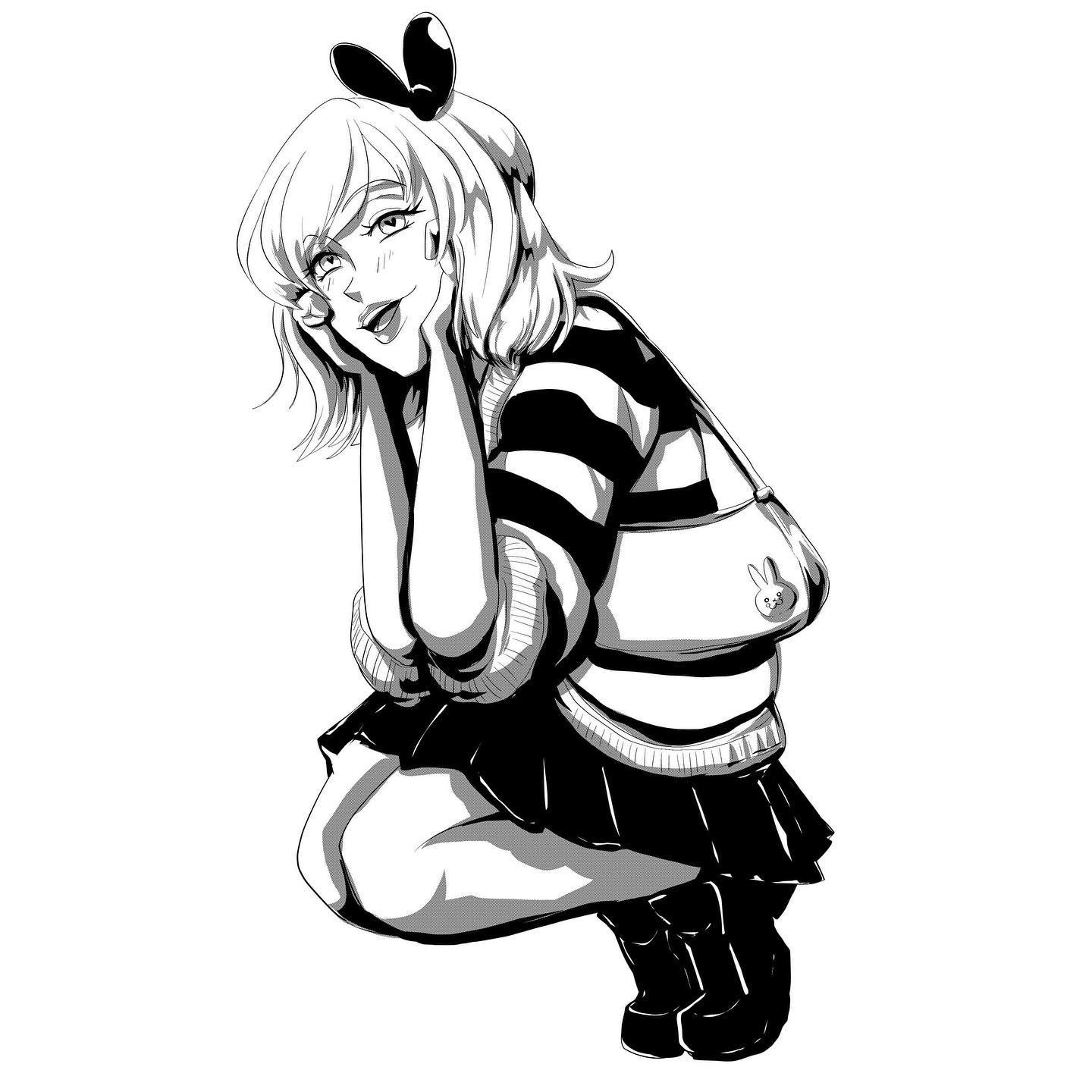 Another Ink redraw from my series that I created in high school. Second slide is the original design. #manga #clipstudiopaint #inkdrawing #animegirl #oc  #comicart