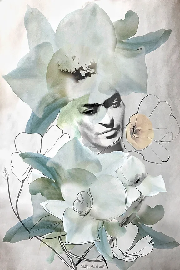 pa’Frida Print II - mixed media art print on white face aluminum metal dibond.
