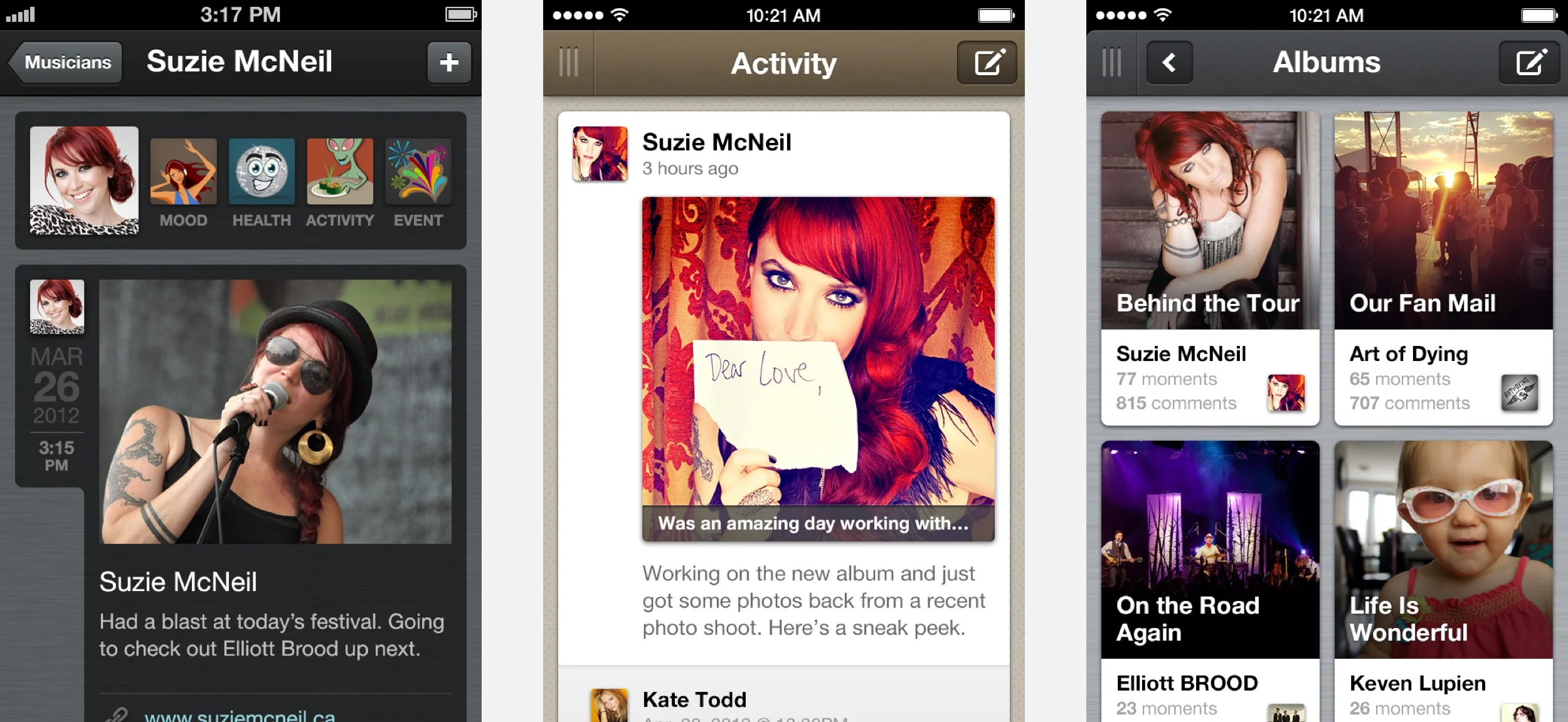 Although there was less ‘experimenting’ with the visual style of the mobile apps there were still a few variations along the way.
