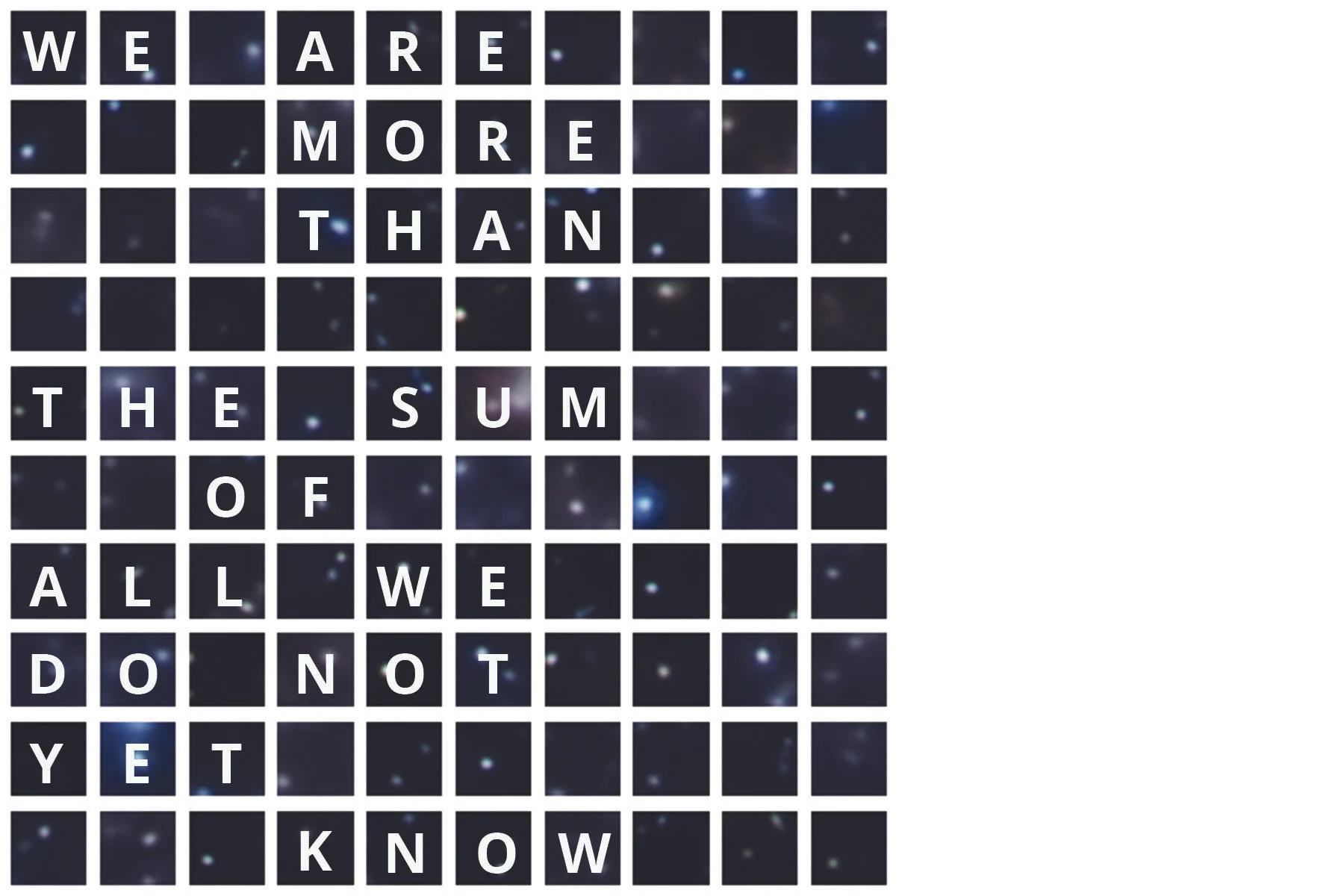 we are more than the sum of all we do not yet know