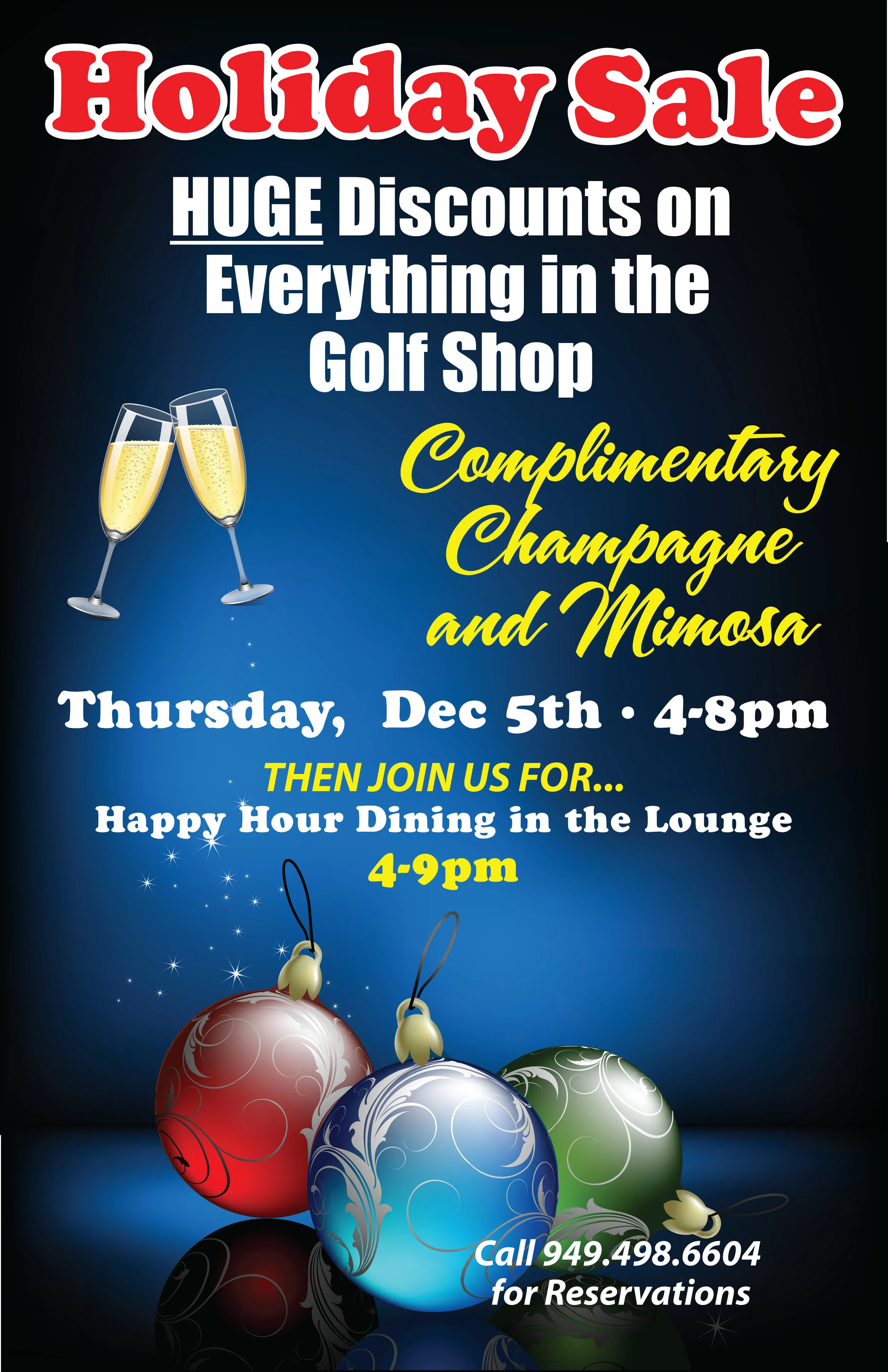 Holiday Pro Shop Sale & Happy Hour