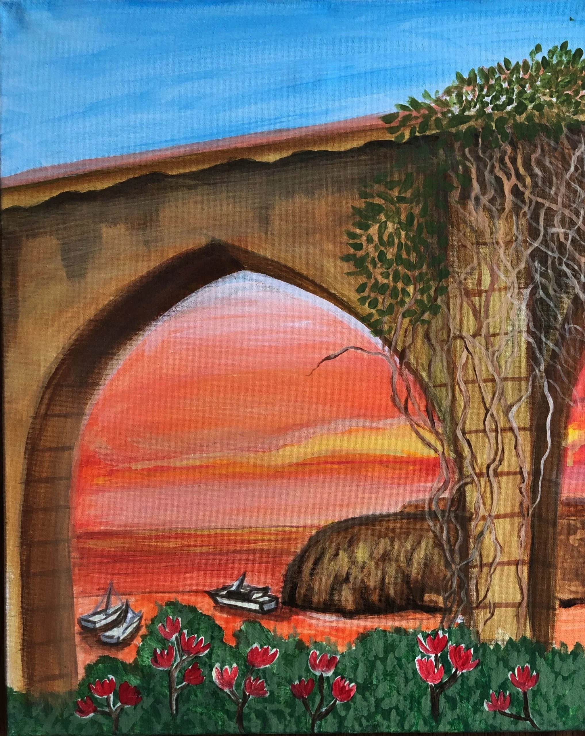 Painting &amp; Vino: 'Old Arch and the Sea'