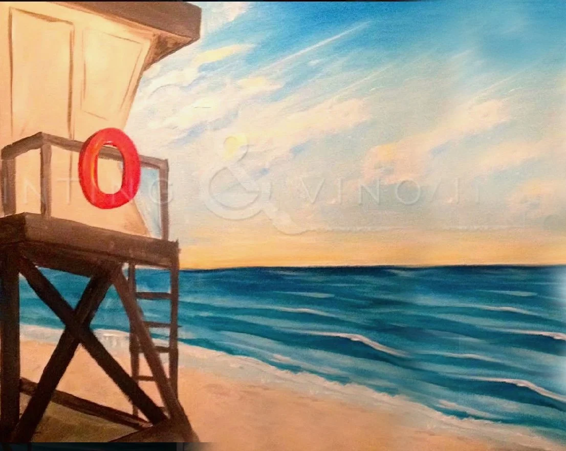 Painting & Vino: ‘Lifeguard Tower and Beach’