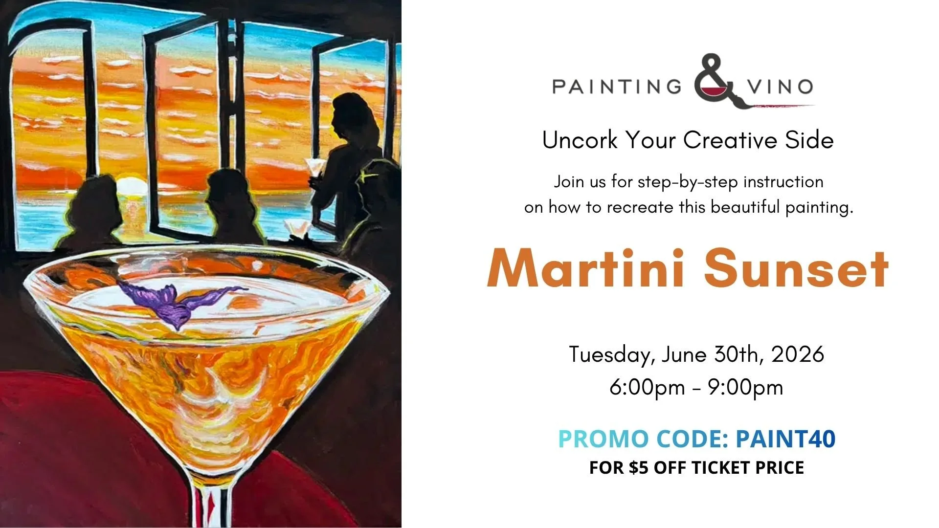 Painting &amp; Vino: Martini sunset