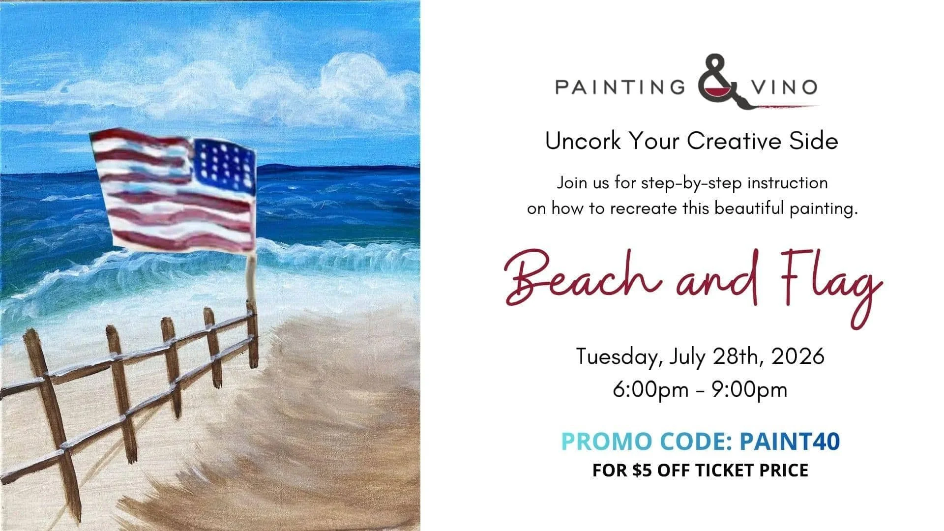 Painting & Vino: Beach & Flag