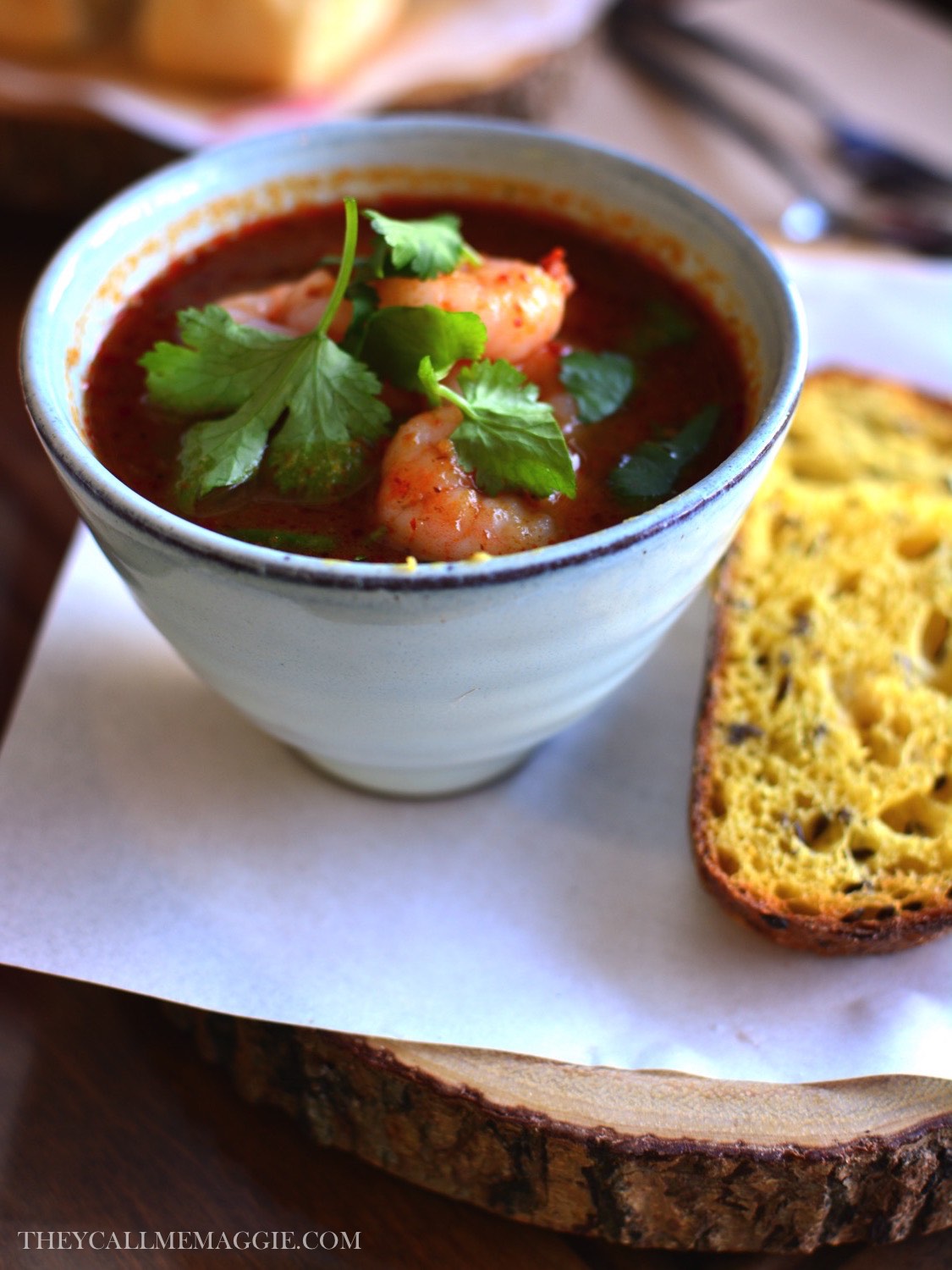 Kai toon tom yum - steamed egg custard with tom yum broth and seafood