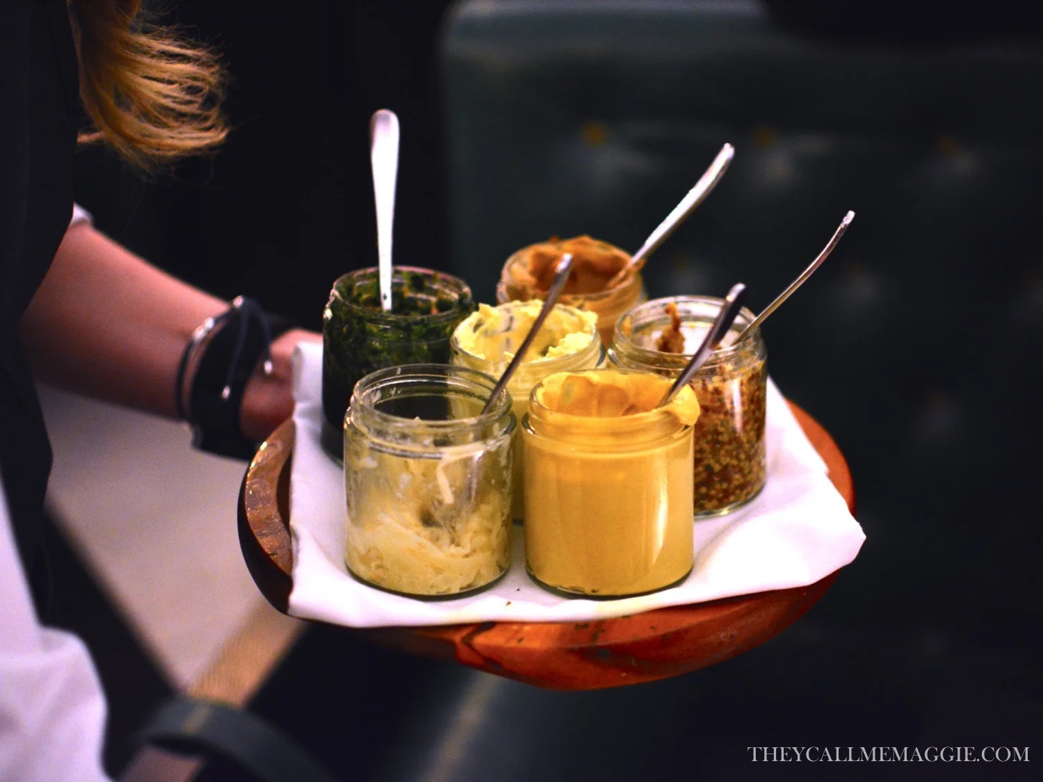 Steak condiments. 