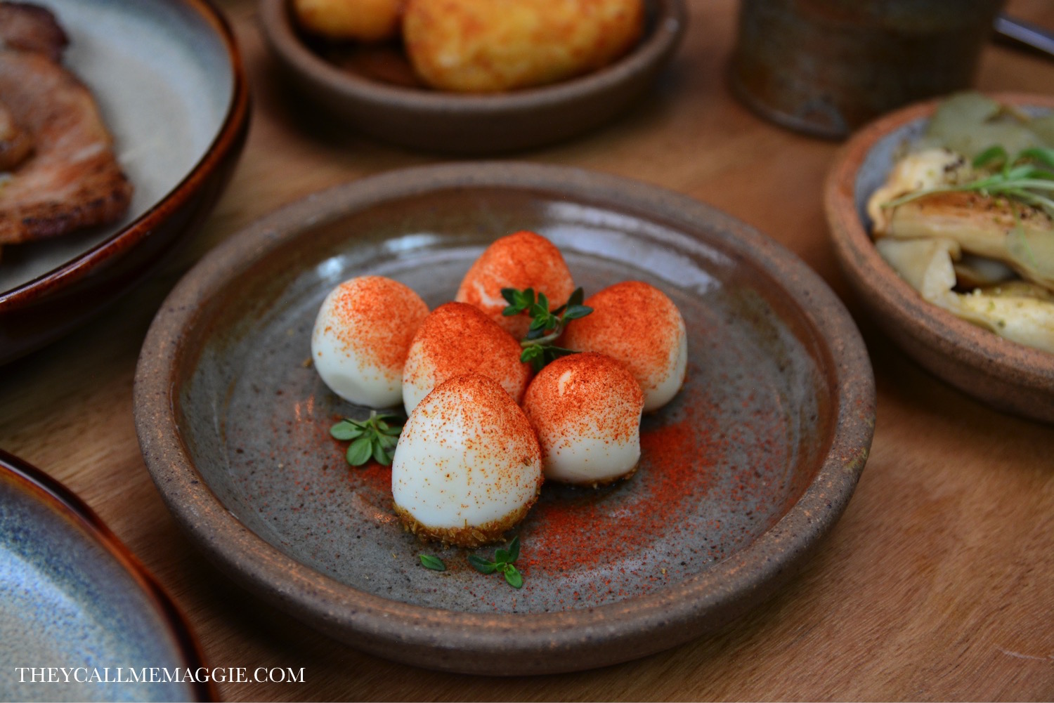 Quail eggs with cumin salt.
