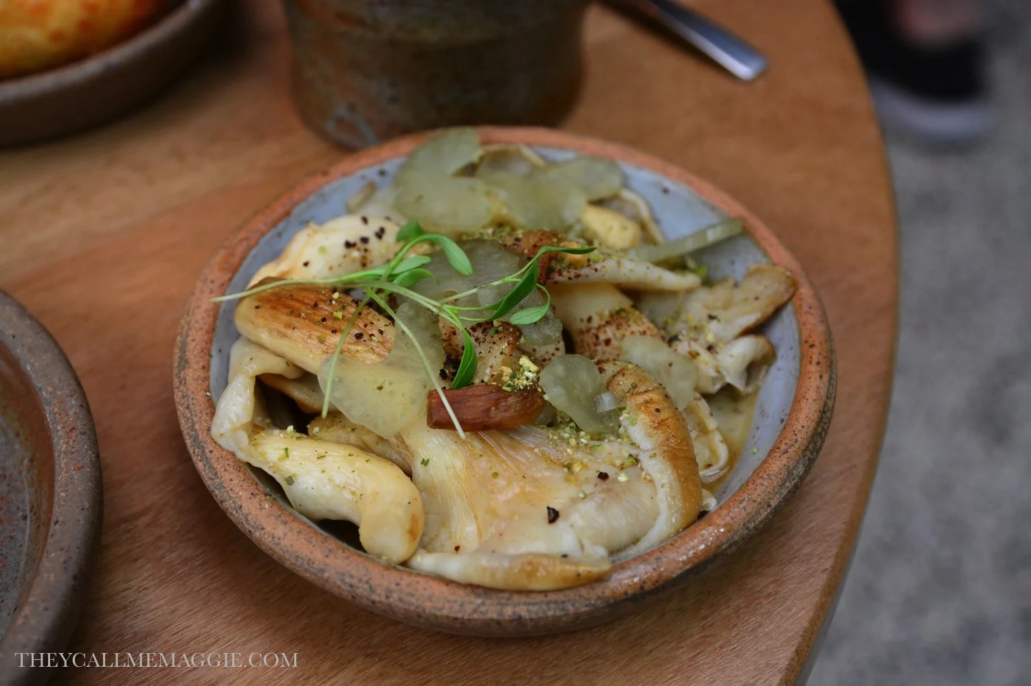 Seasonal mushrooms with pickled celery.