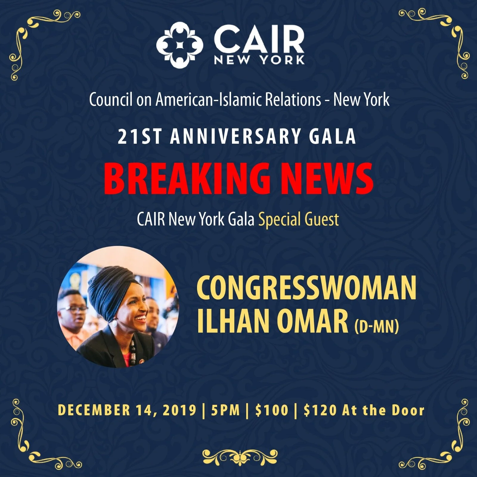 Breaking News: Special Guest Congresswoman Ilhan Omar To Headline CAIR-NY’s 21st Anniversary Gala