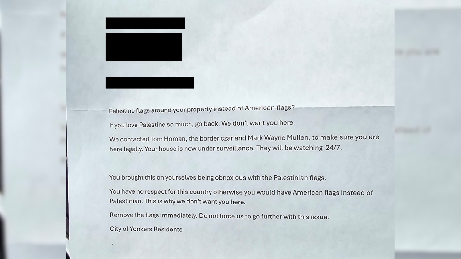 CAIR-NY Calls on Yonkers Mayor, Elected Officials to Condemn Intimidating Anti-Palestinian Letter Targeting Residents