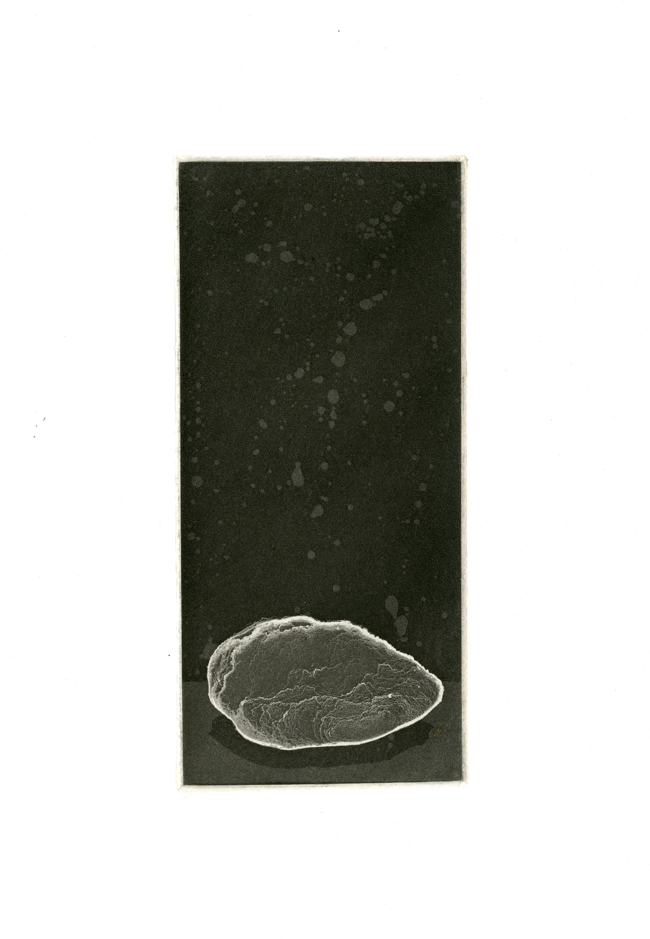 River Stone, 2018 Etching 3.5” x 7”