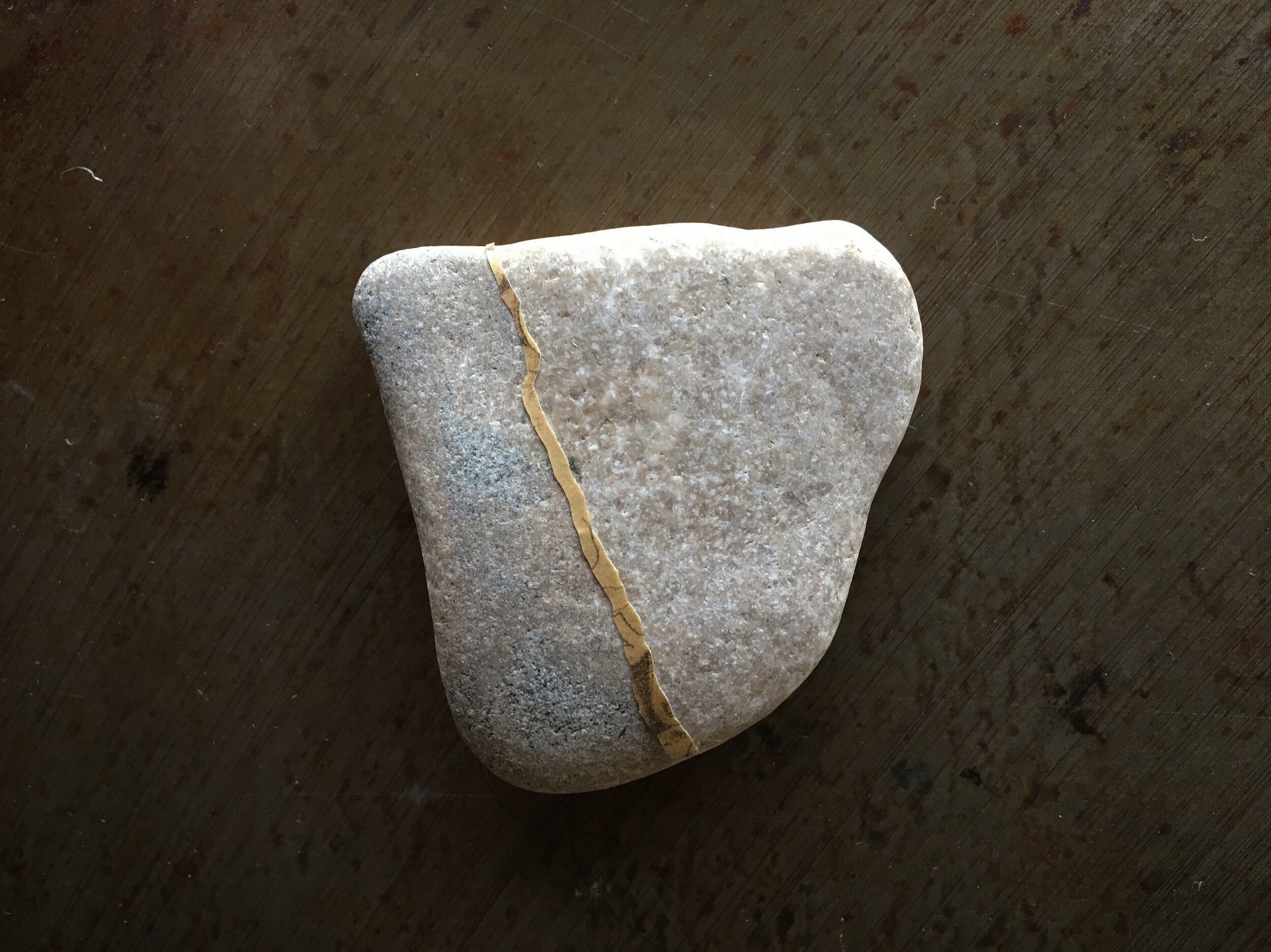    Mending The Line,    2018  Found Stone With Etching 