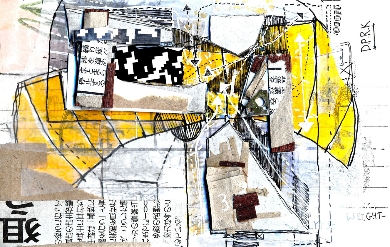 Building footprint - information collage / drawing