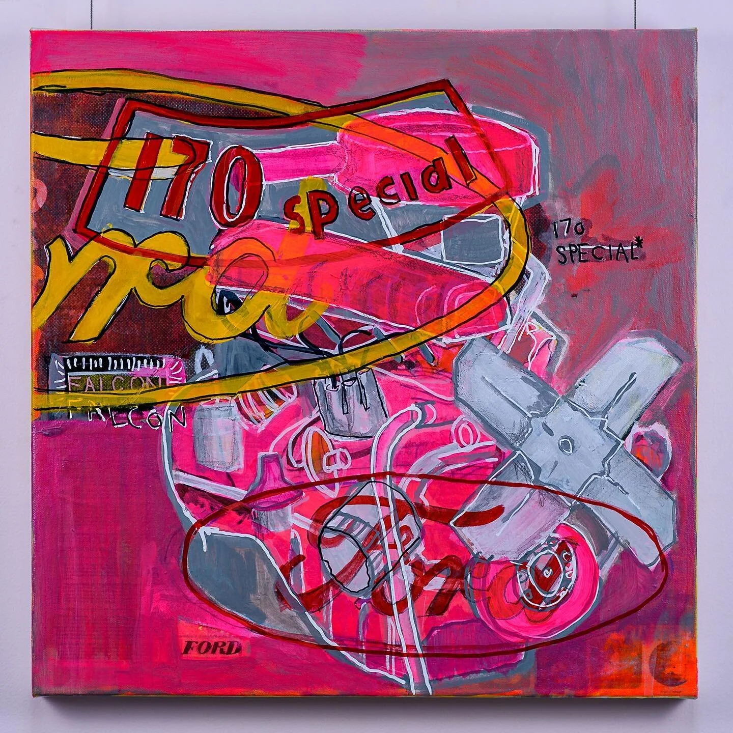 This was a V cool commission - 18th birthday present for a guy who is rebuilding a 65&rsquo; ford falcon with a 170 special in it. #painting #ford #170special