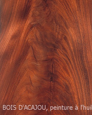 Bois d'acajou, peinture à l'huile