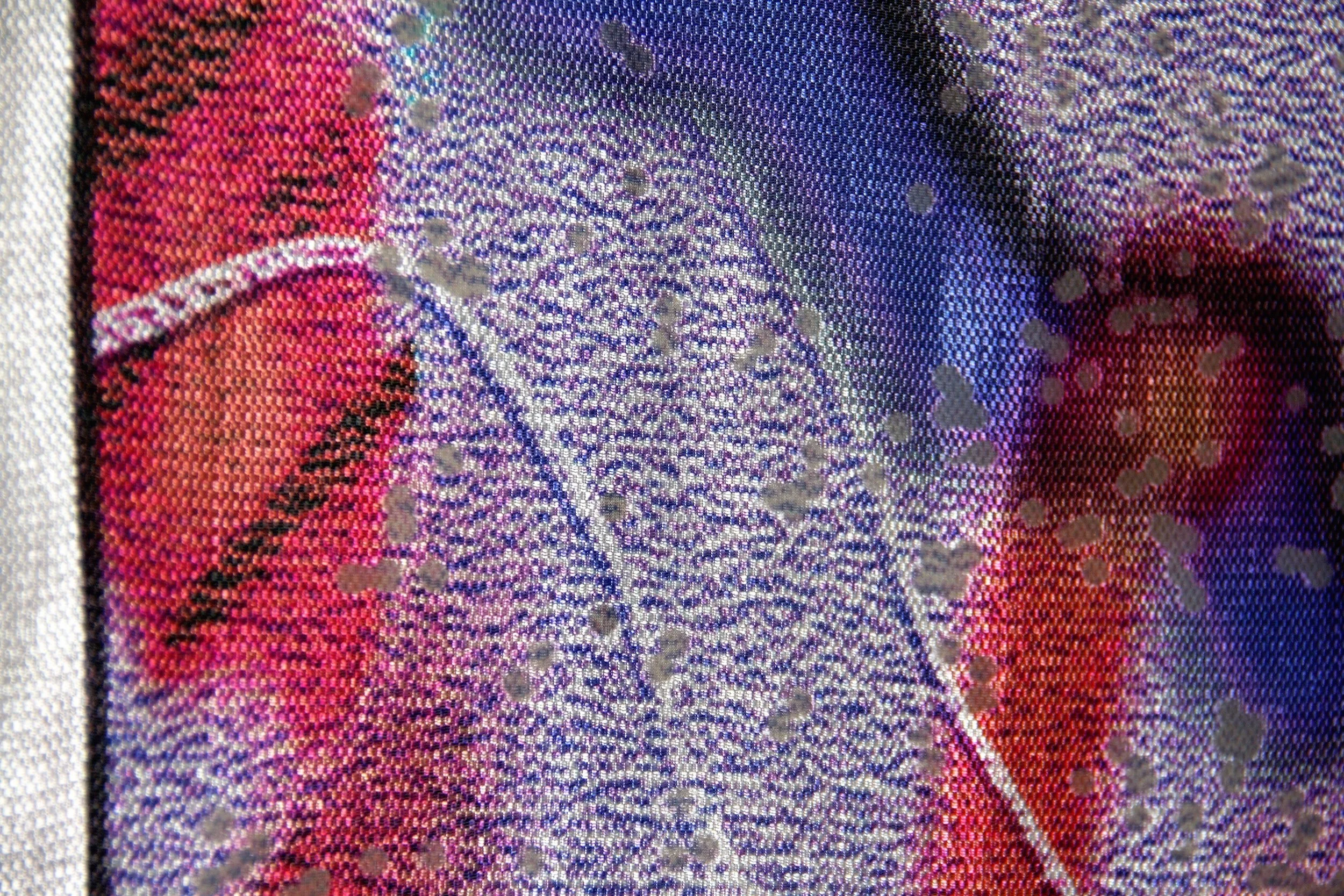 Emilie Carlsen, Digital Realism - Pink (detail), 2015. Digital print and analog printing on viscose silk in steel frame.