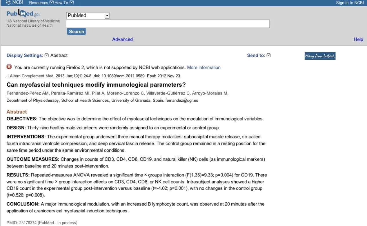 Can myofascial techniques modify immunological parameters?