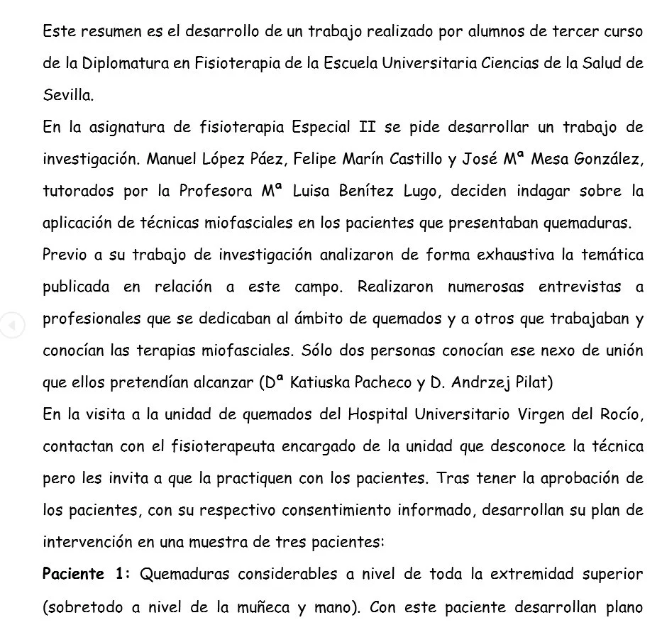 La inducción miofascial como alternativa en el tratamiento fisioterapéutico de los pacientes quemados.