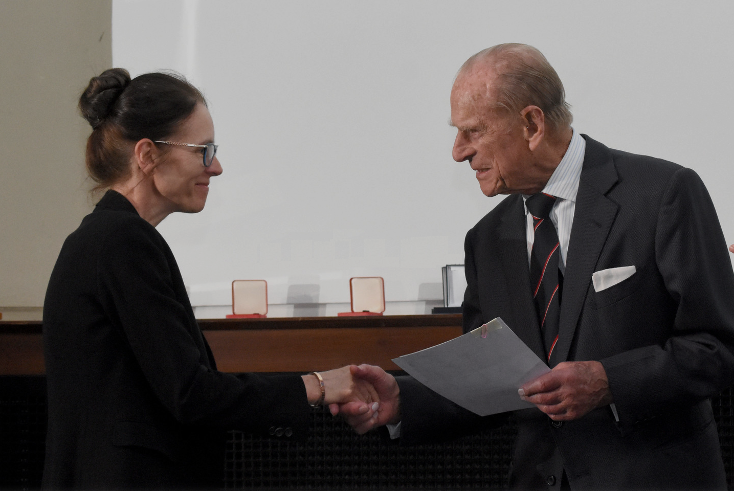 Kate receiving the Grocott prize from the Duke of Edinburgh