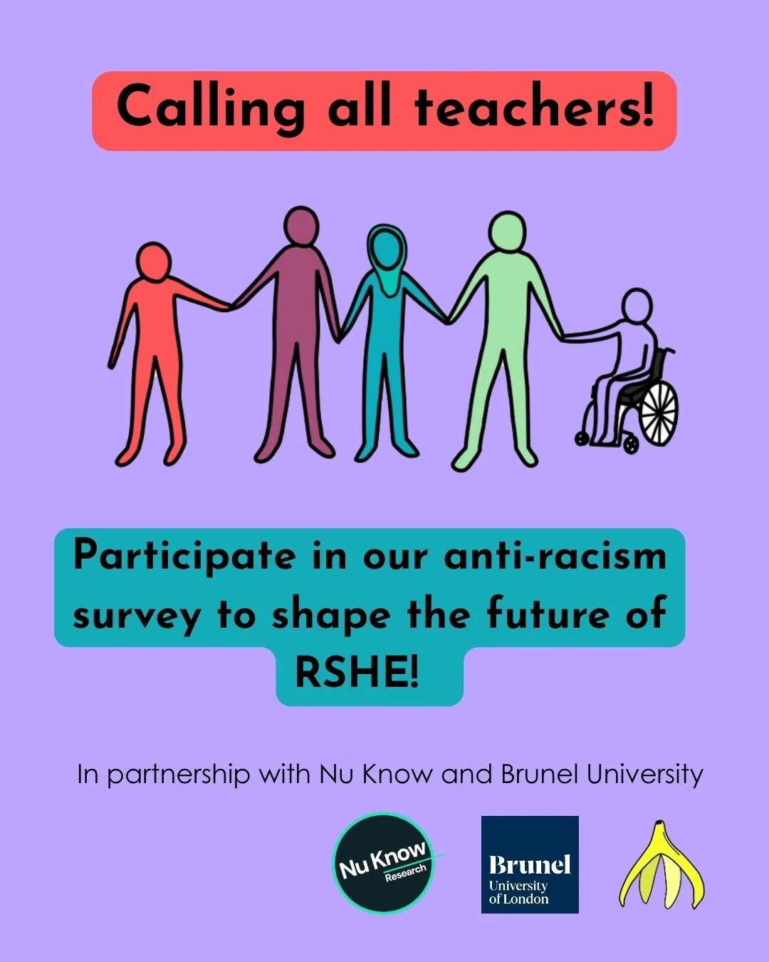 We are looking for educators to take part in our anti-racism survey!

In partnership with Nu Know Research and Brunel University, we are researching how anti-racism is taught in RSHE, what challenges educators currently face, and how best we can supp