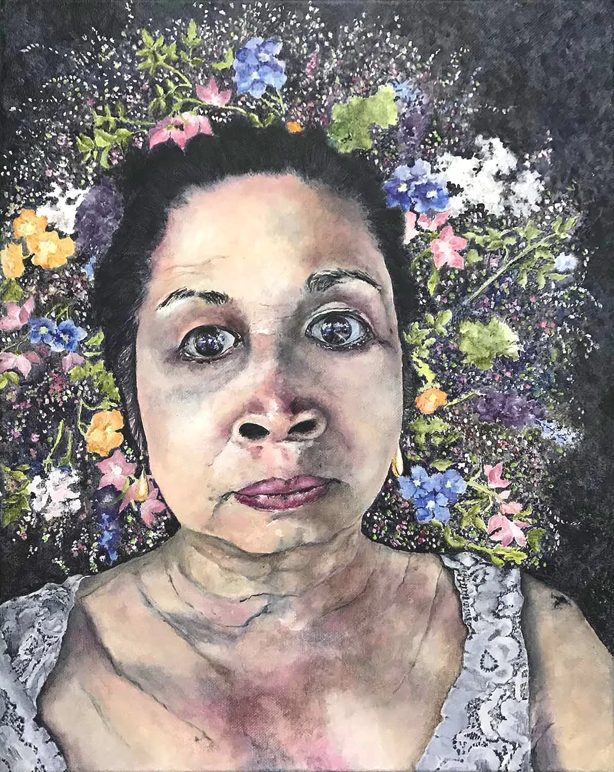 Me and my Spring Wreath - acrylic, 20"x16", 2019