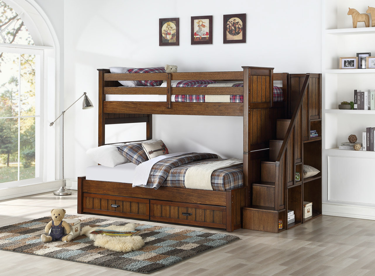 Caramia Furniture Bunk Beds, Twin And Full Bunk Bed With Stairs