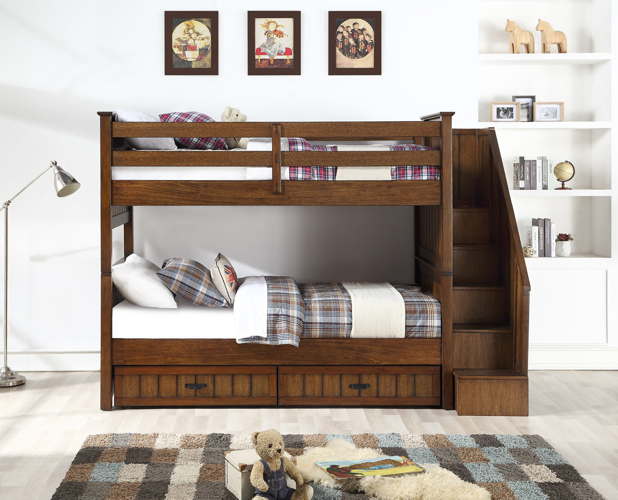 Caramia Furniture Bunk Beds, Convertible Twin Bunk Beds