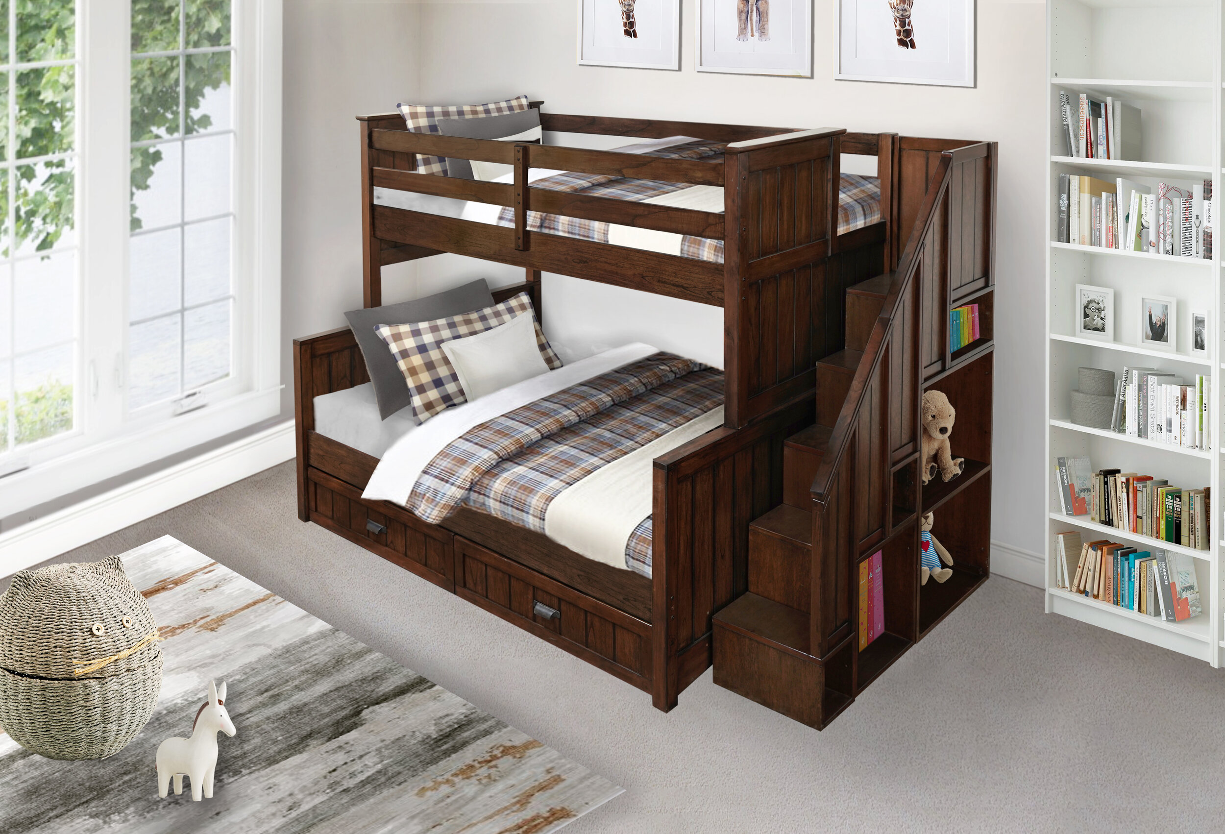 Caramia Furniture Bunk Beds, Bunk Bed With Bookshelf