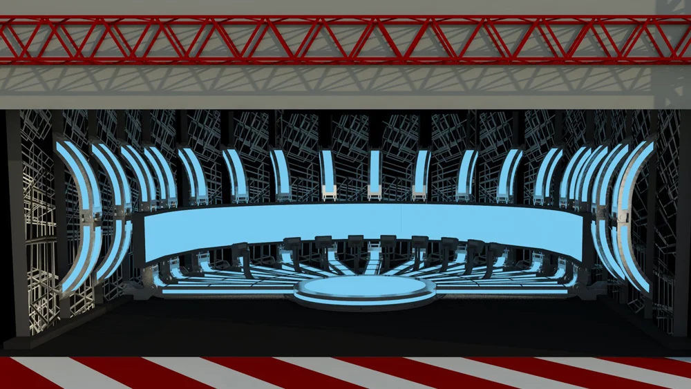 3D render view of the studio set