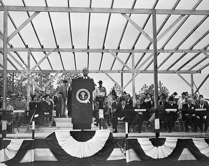 Lyndon B. Johnson at the groundbreaking for the Cross Florida Barge Canal. 1964 . Black & white photoprint. State Archives of Florida, Florida Memory. Accessed 21 Dec. 2018. https://www.floridamemory.com/items /show/153282.