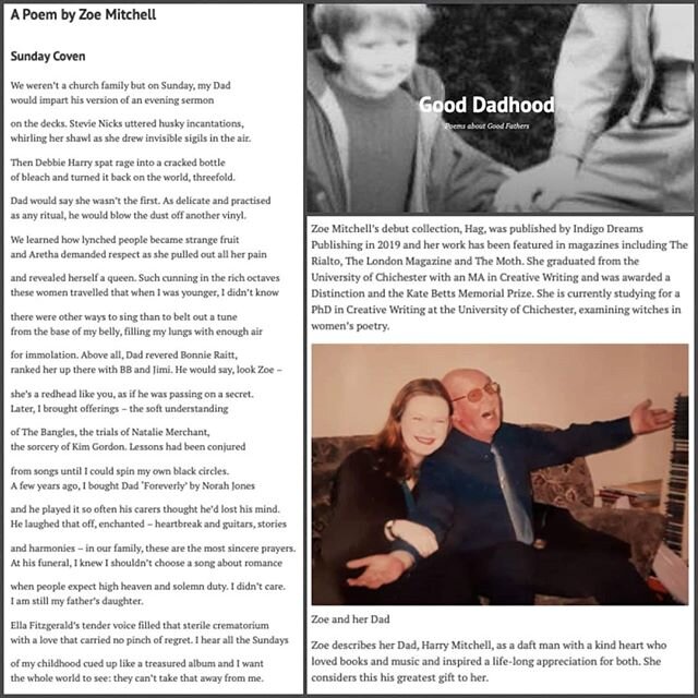 I have a new poem out in the world today and one that means a lot to me. It's on a wonderful site called Good Dadhood in the Father's Day special issue and it's all about my Dad and the music I listened to growing up. 
Often when I'm writing poems, I