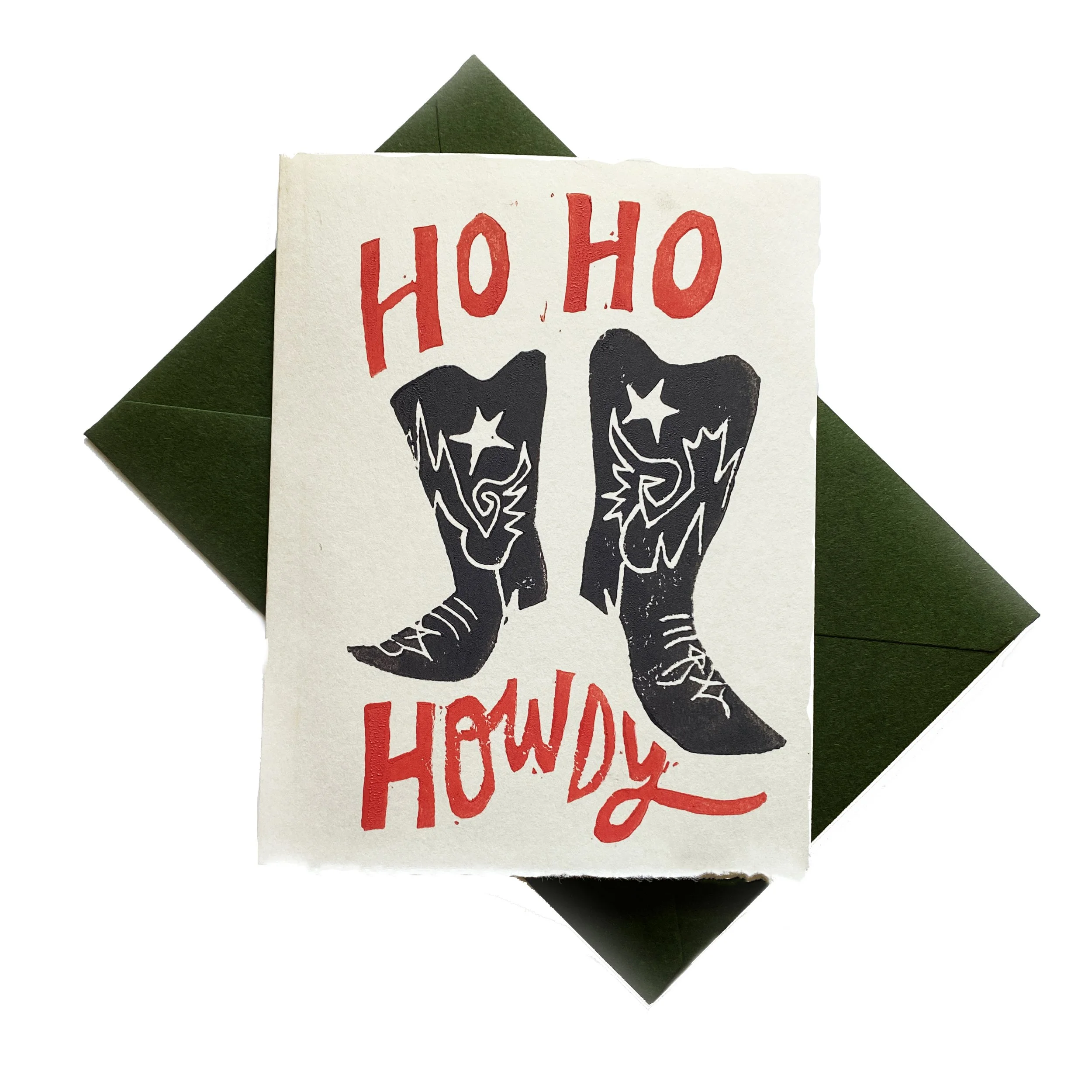 HO HO HOwdy Block print Card