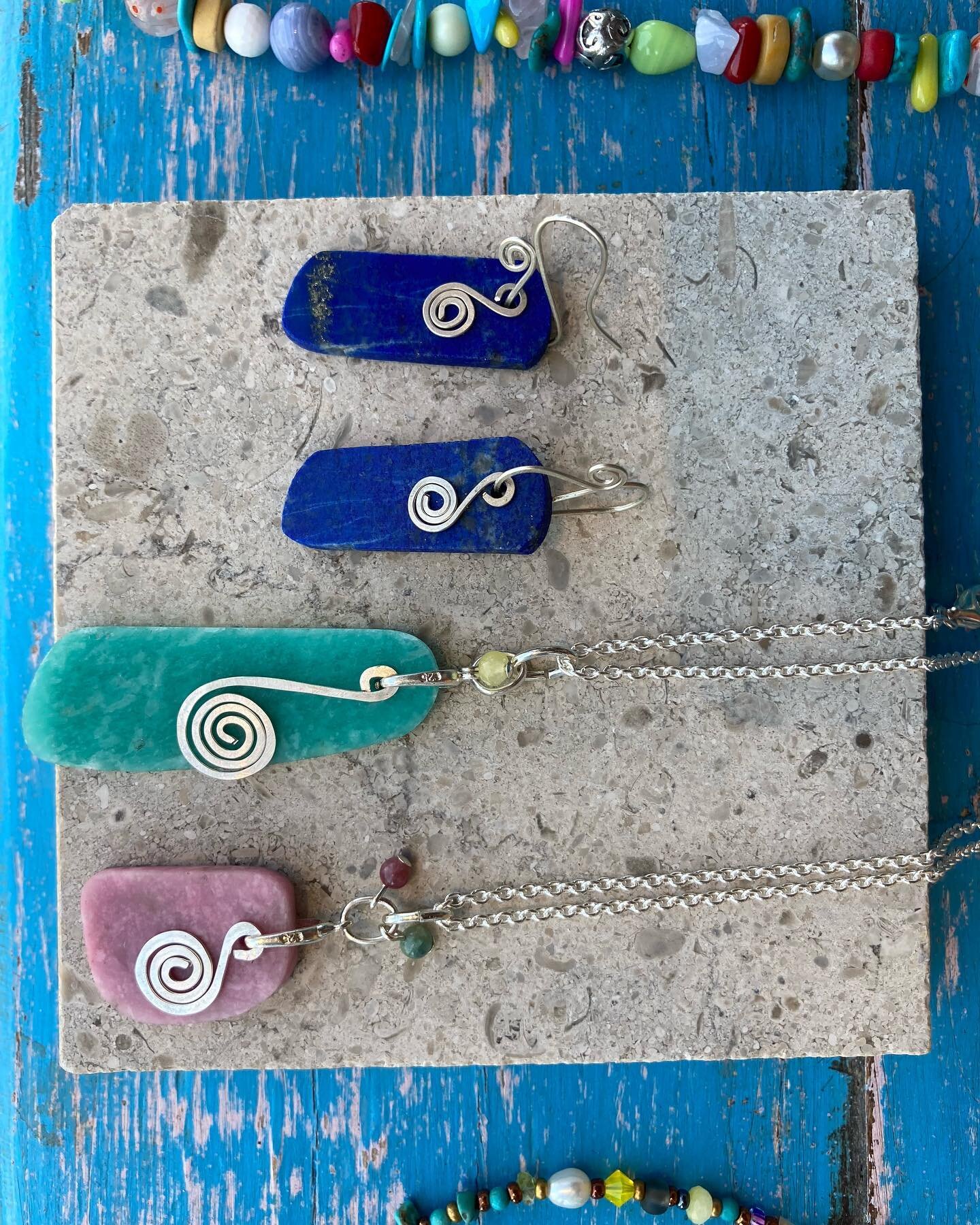 Semi precious stone necklaces with sterling silver swirls, thank you nature
#handmade #gillclement #mumbles