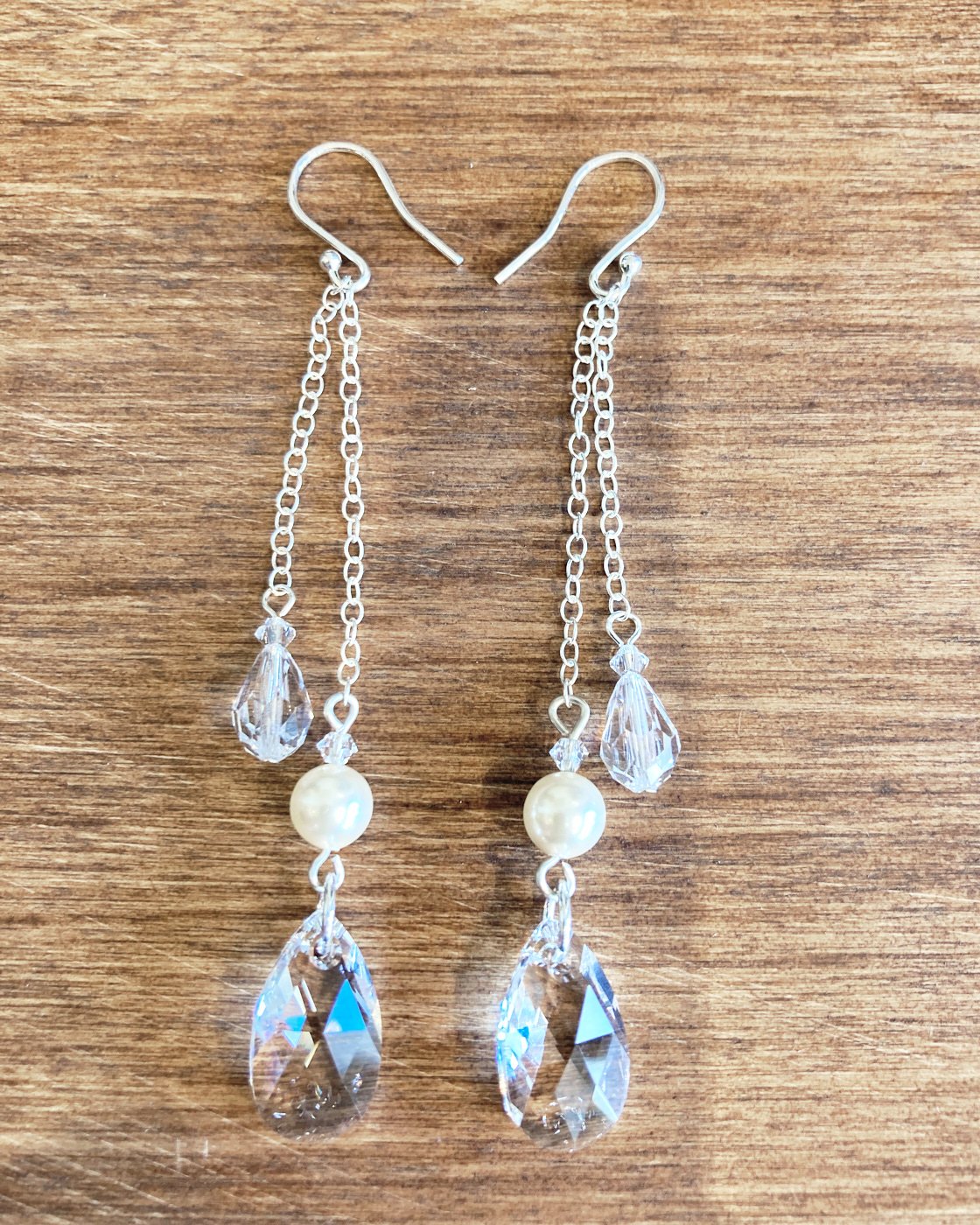 Small Light Blue Angelite and Crystal Beaded Natural Stone Dangle Drop Earrings Handmade Sterling Silver Boho Vintage Style Genuine Gemstone Jewelry for Women Gifts 