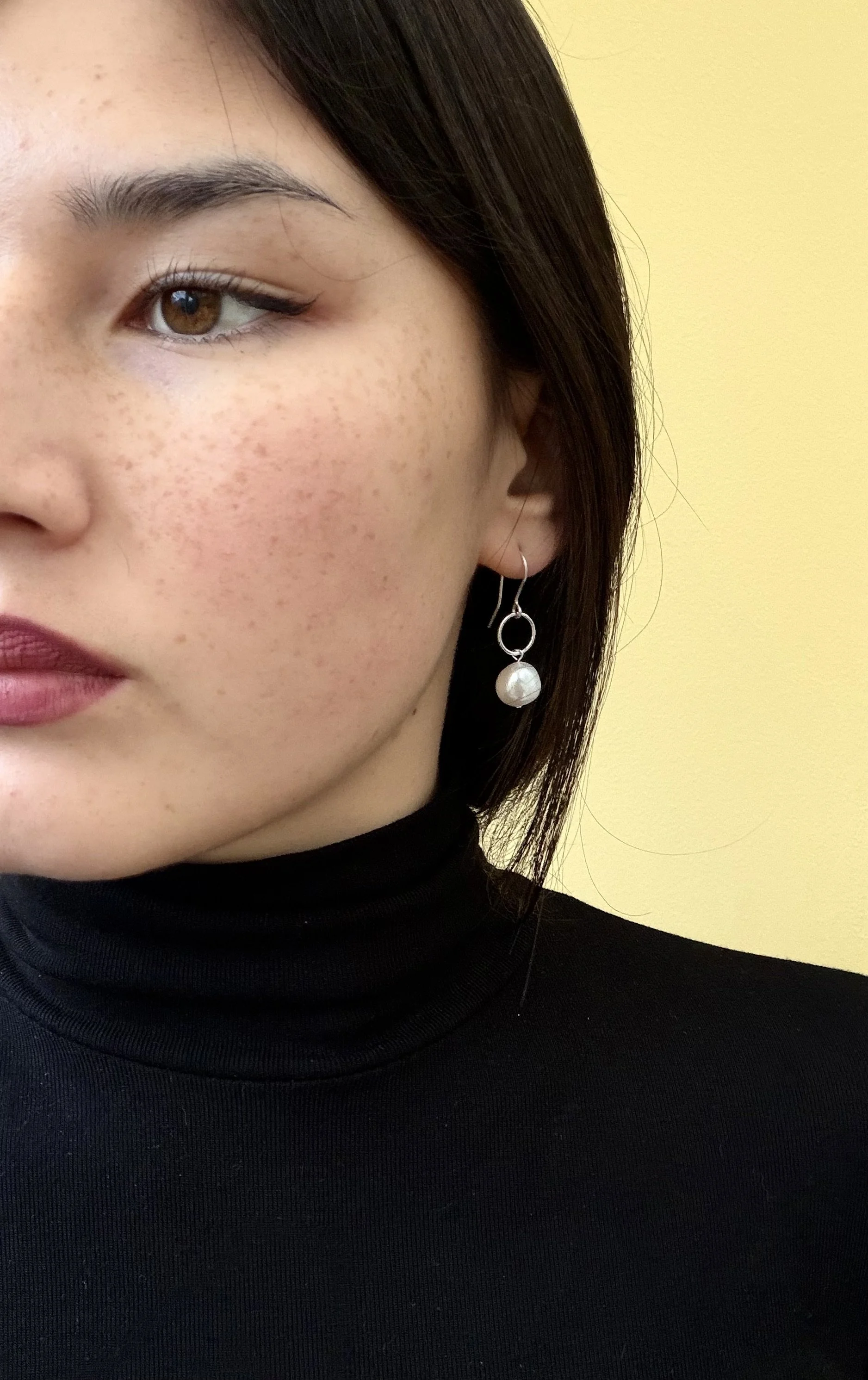 Silver Ring and Freshwater Pearl Earrings