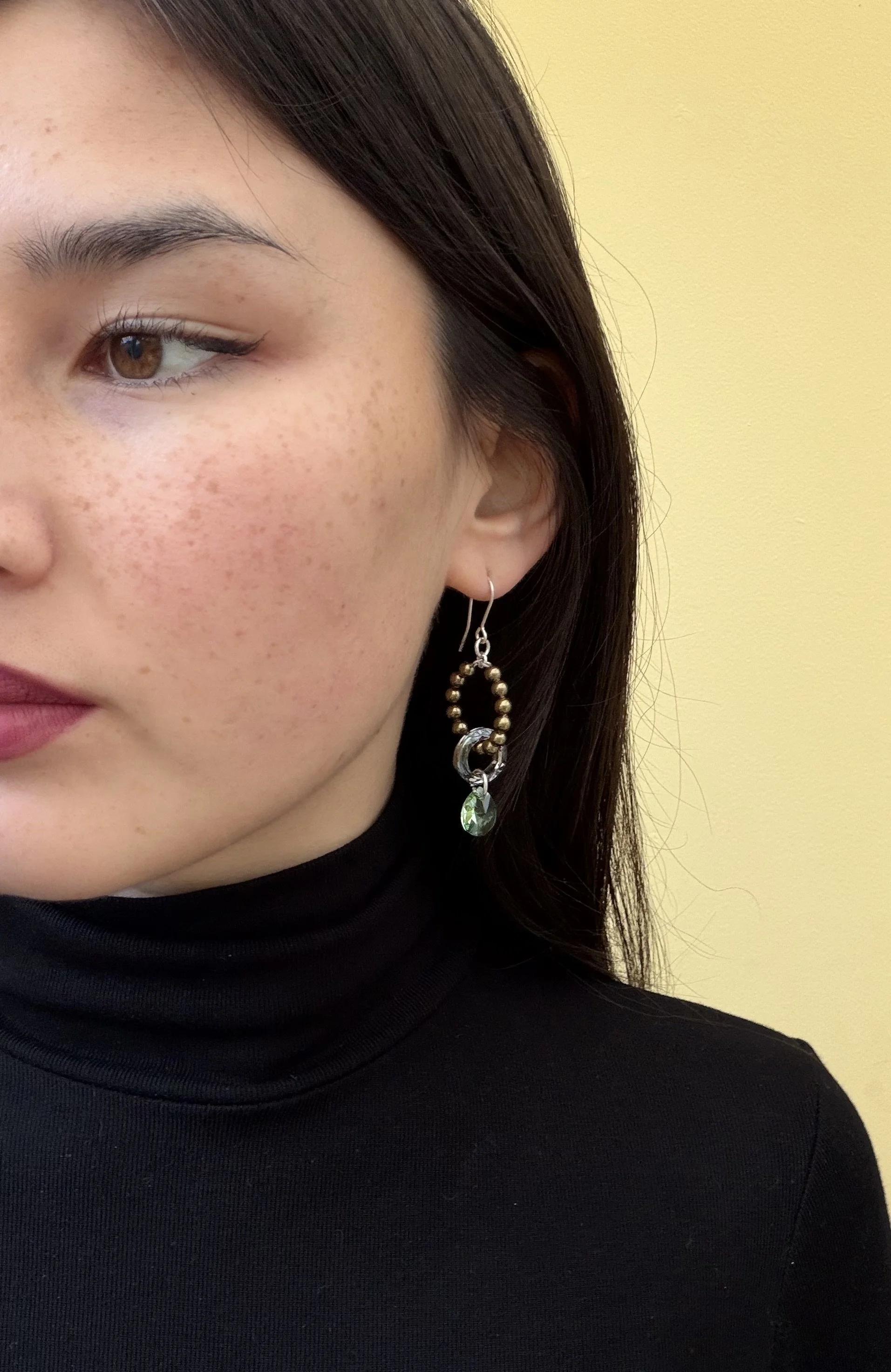 Bronze Pearl Earrings with Crystal