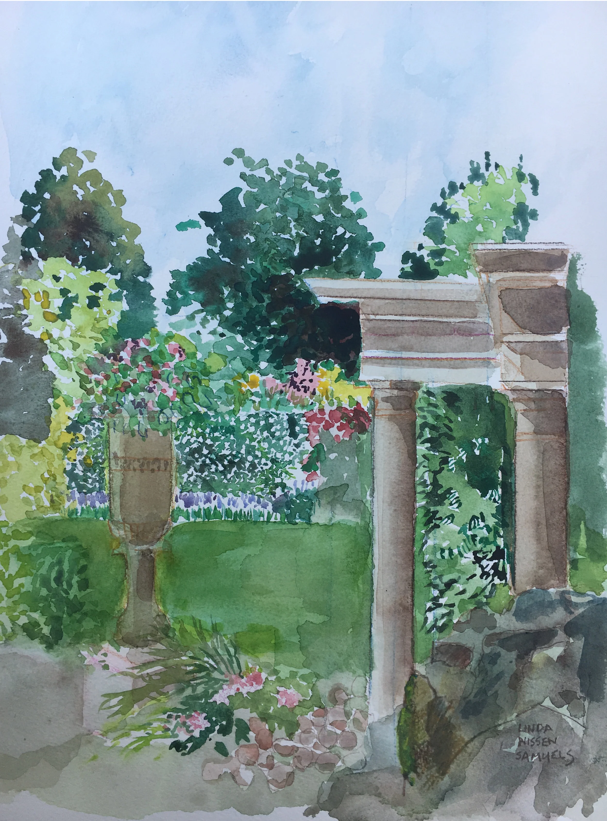 The Terrace at Sopwell House watercolour 406 x 305mm (16 x 12 in) £450.00