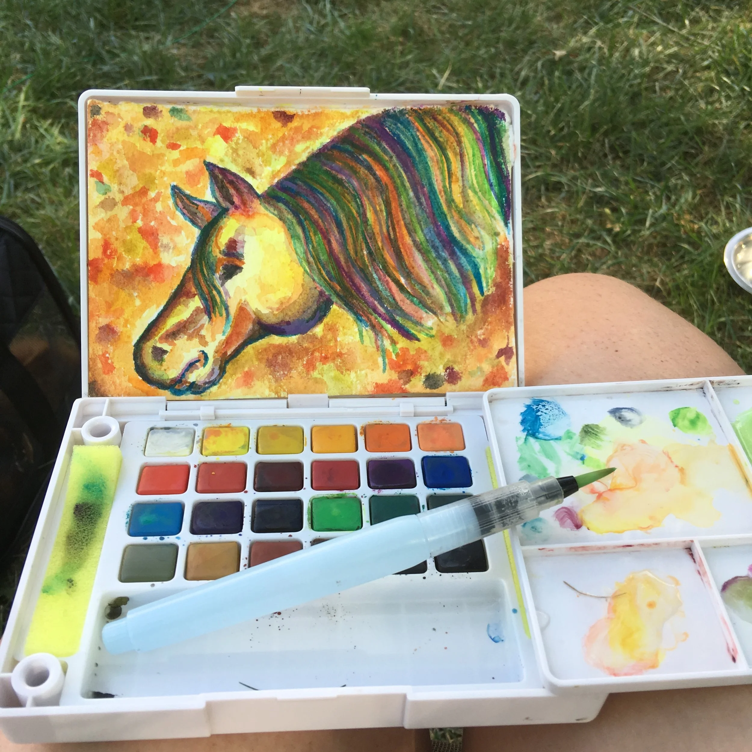 Watercolor Horse in the Summer