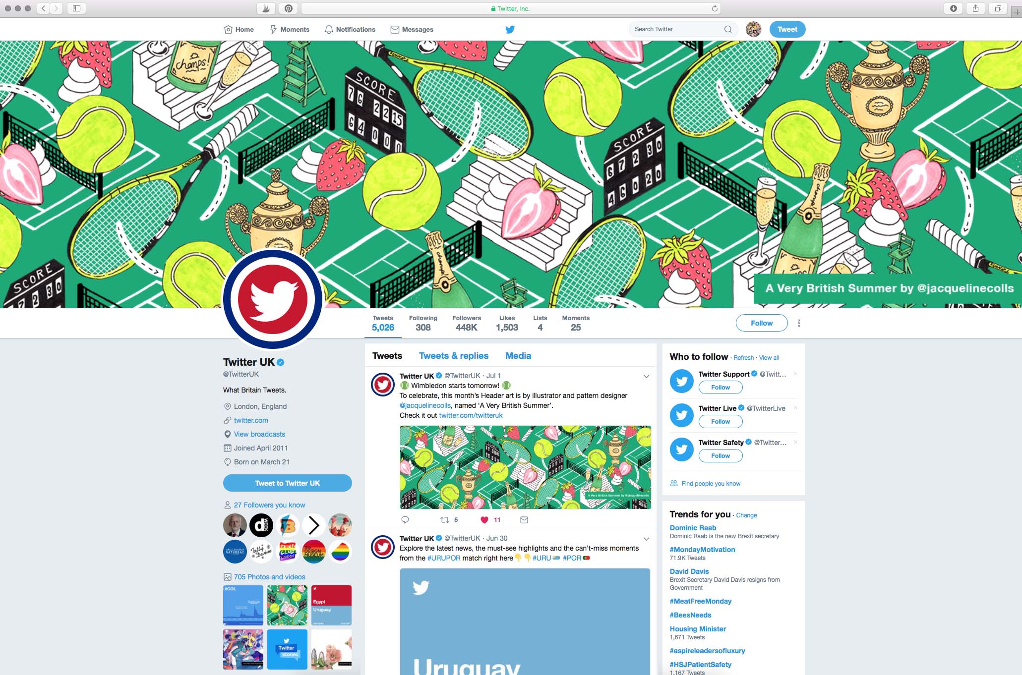 Twitter's header artwork for July