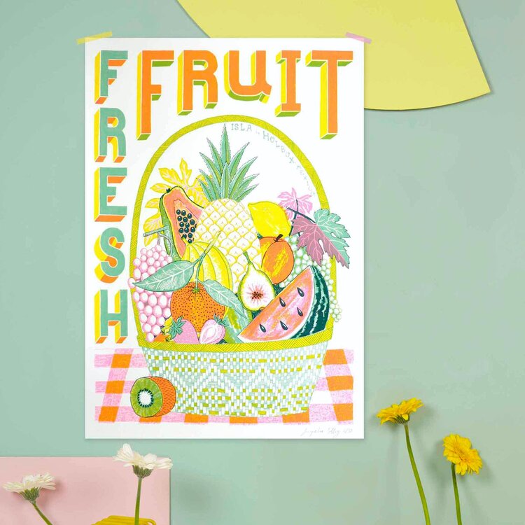 A2 Fruit Basket Silk Screen Print