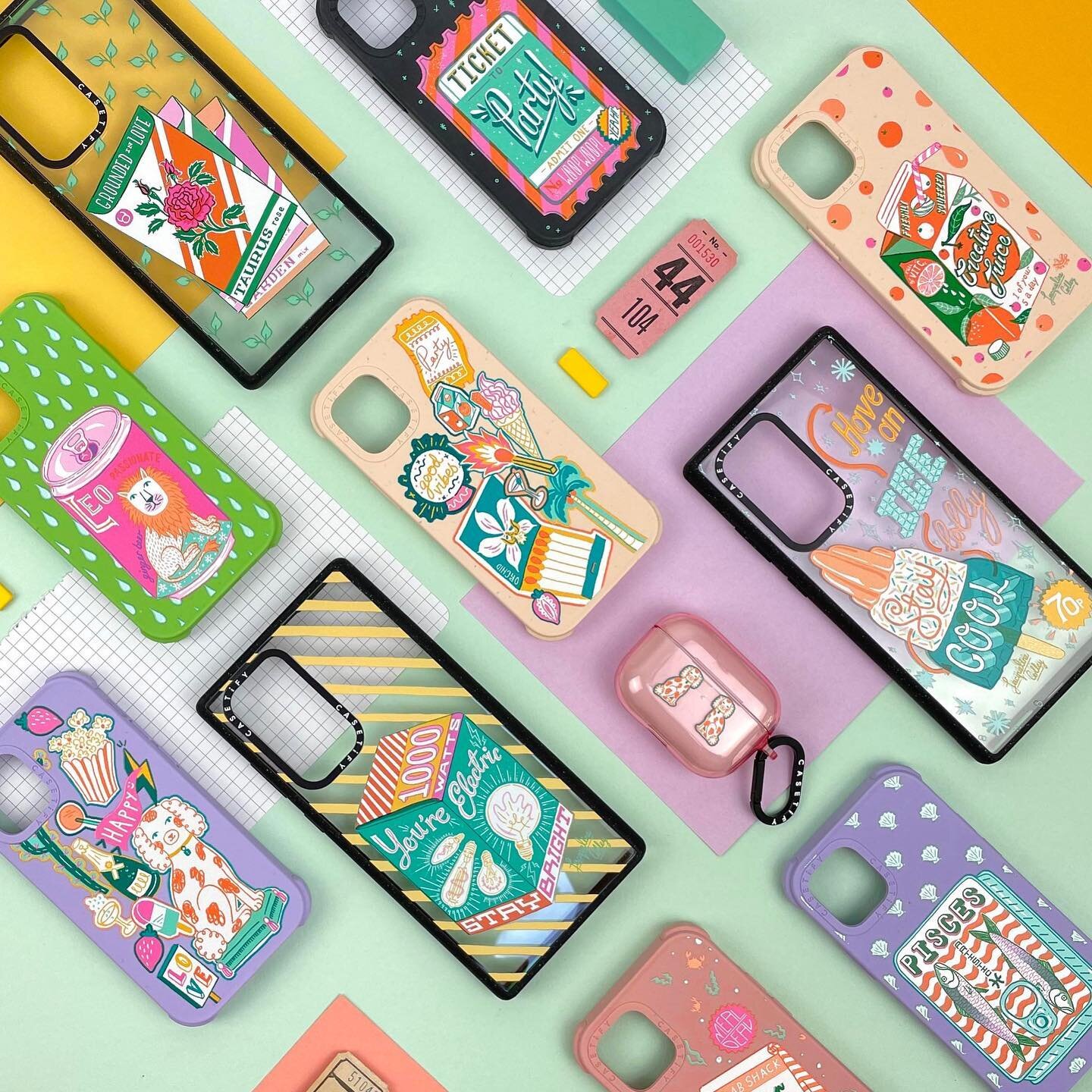 I&rsquo;m so excited about this collaboration with @casetify see my last post for my attempt at a video excitement! 😂 For this collection I took my favourite prints and elements and re worked them for phone cases. I especially love the 'sticker case