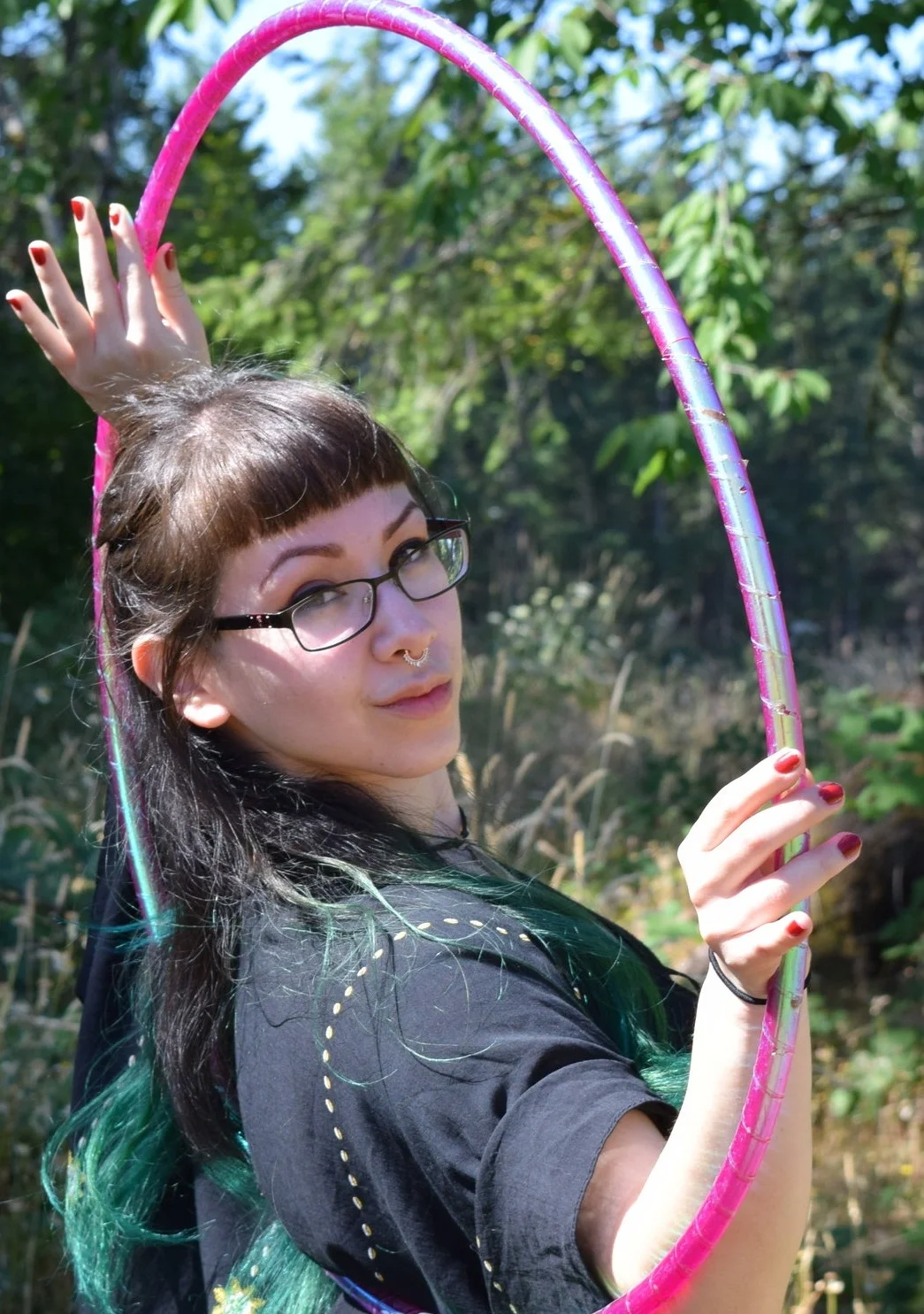 Gabbi Gabbi started taking belly dance when she was 12 and began fire spinning when she was 17. Her love of flow arts led her to trick- hula hooping at the age of 19. Gabbi is a professionally trained special effects make- up artist and works as a freelancer on film sets. She also works as a sex educator. During her free time she reads and dabbles in accordion. Gabbi was one of Caitlin’s first aerial students when she was living in Los Angeles. Her advice to people that want to try circus arts is; Don’t be afraid to fail. With enough repetition you will get farther than you thought and the process is fun.