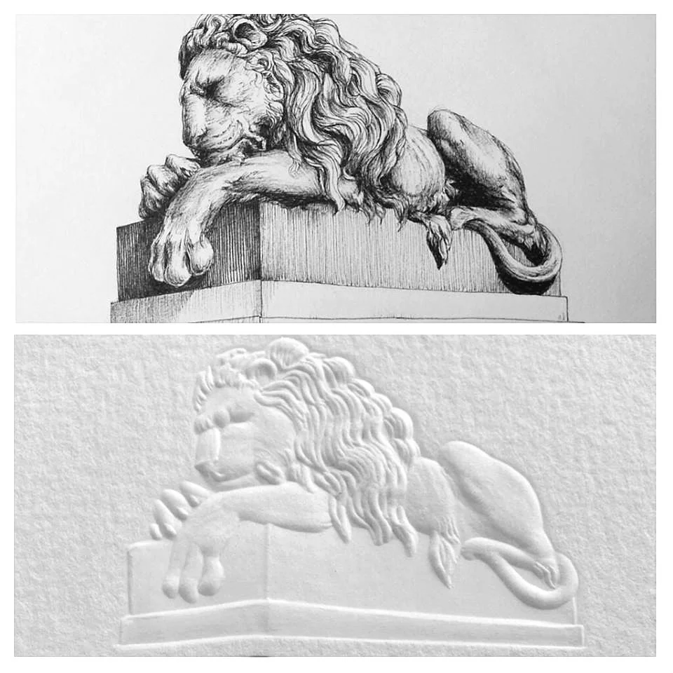 Corcoran Lion | Micron pen drawing commissioned by the Corcoran Gallery of Art, Washington, DC, to be made into an embossing stamp for stationery.