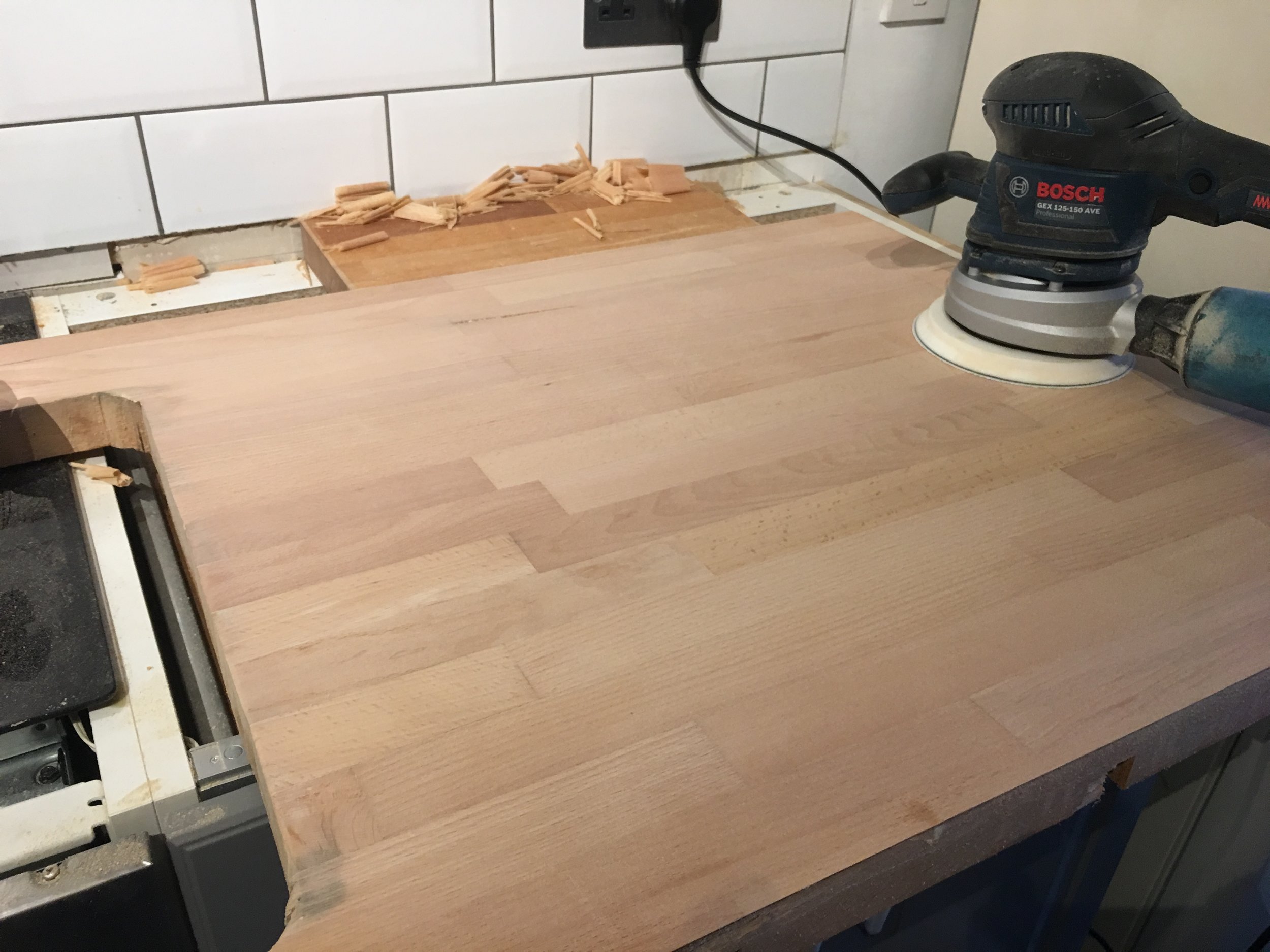 60 grit sanding after flattening.