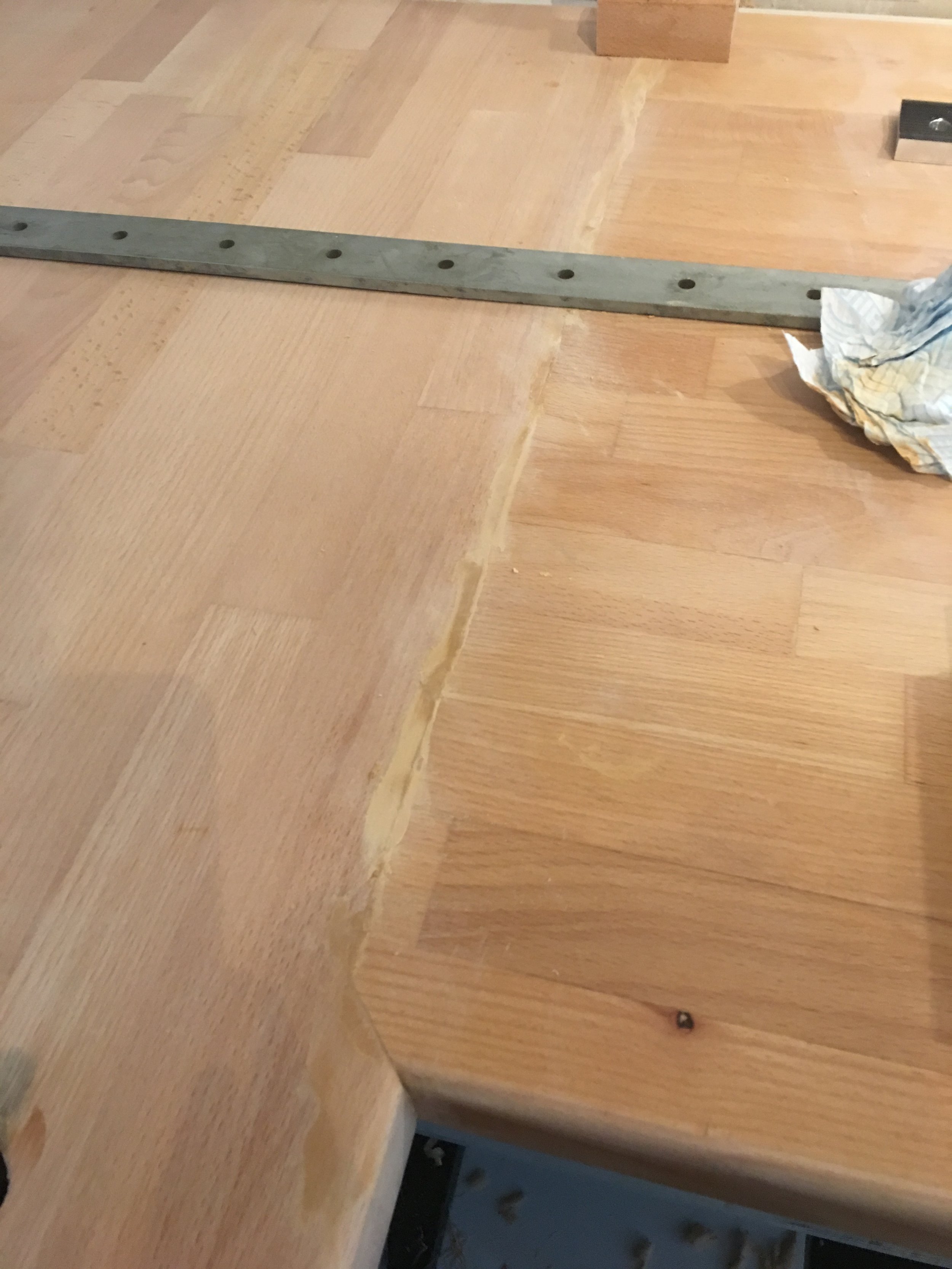 Clamped up and the filler rubbed into the joint