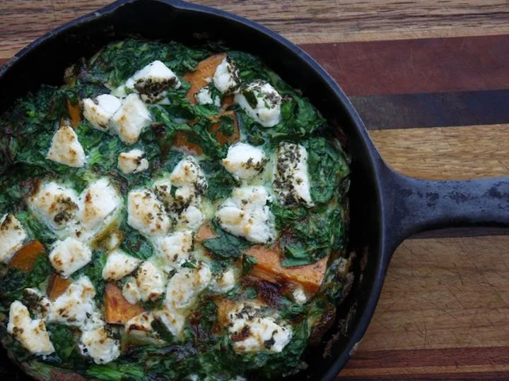 Spinach, Sweet Potato, & Goat Cheese Fritatta